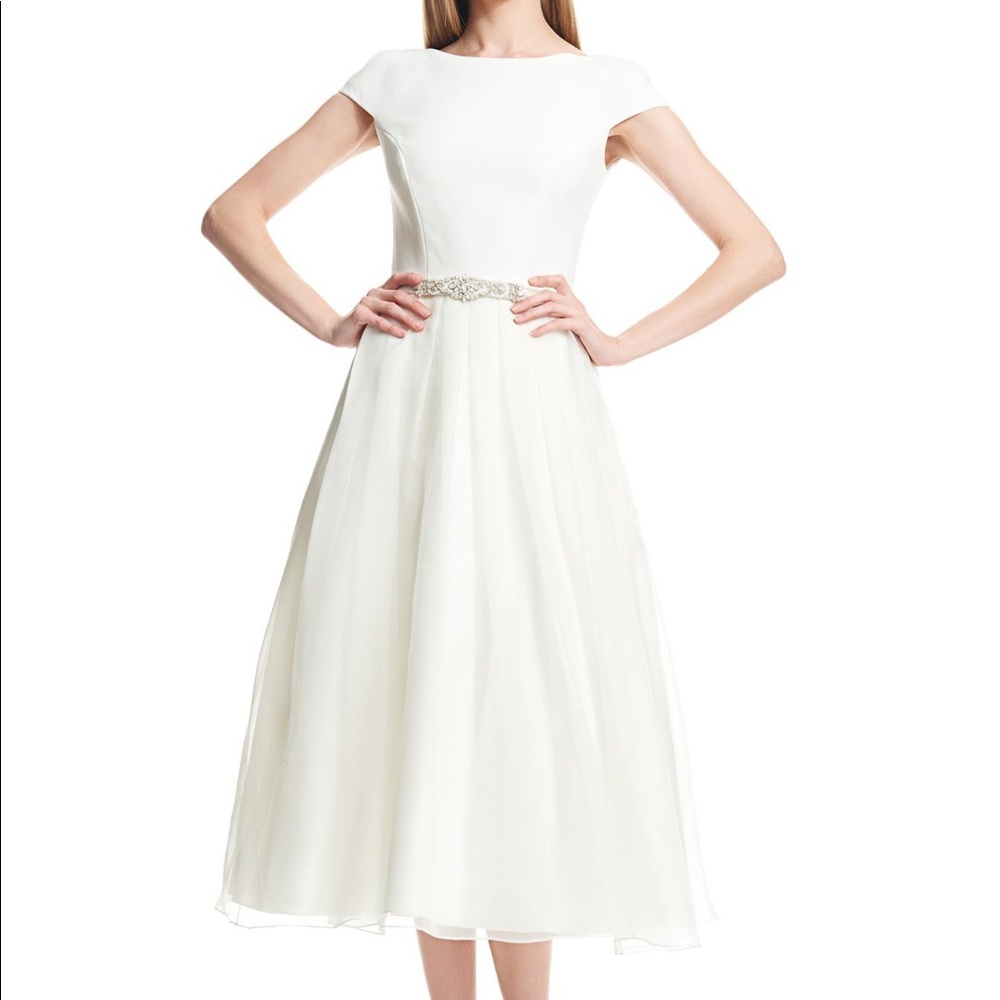 Theia tea length bridal gown